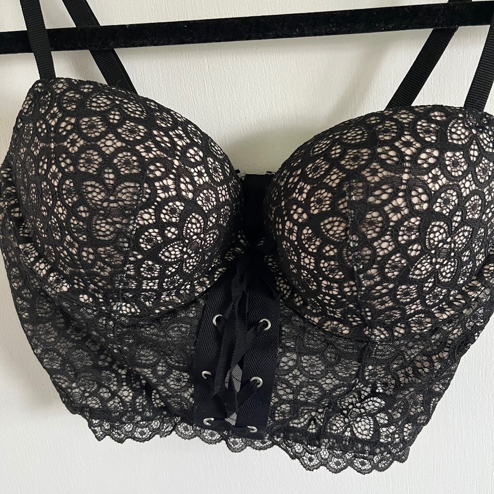 Black lace bralette corset VS